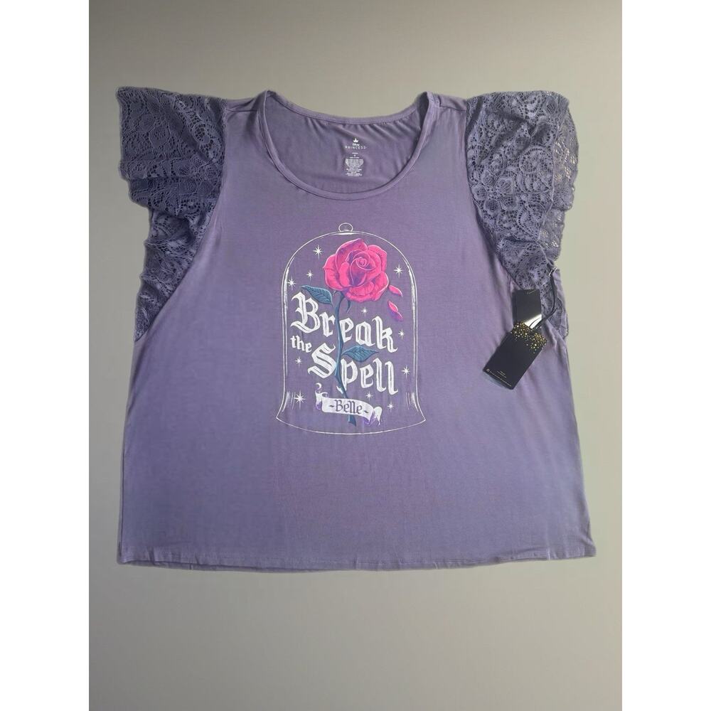 Torrid Plus Size 4 Disney Beauty & the Beast Enchanted Rose Lace Sleeve T Shirt